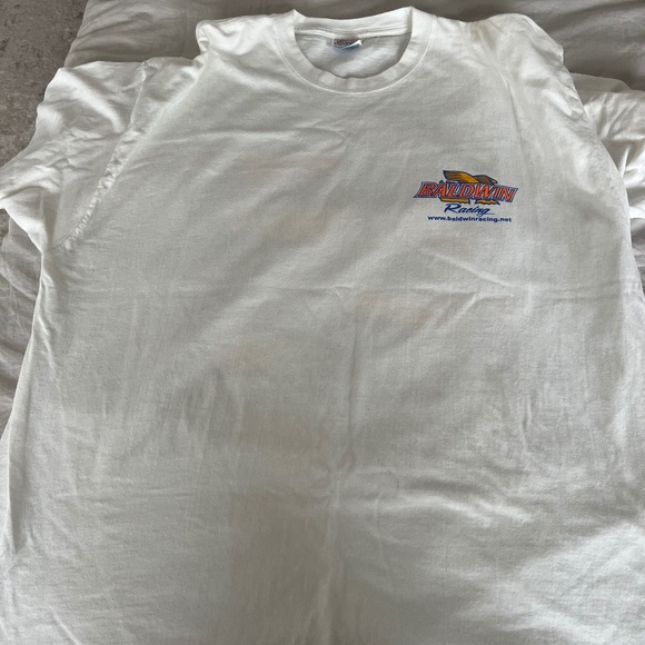 White Vintage Racing T-Shirt - Picture 1 of 4